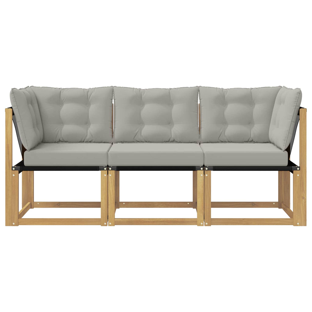 Outdoor Mittel- und Ecksofa mit Kissen 3 Stück Weiß