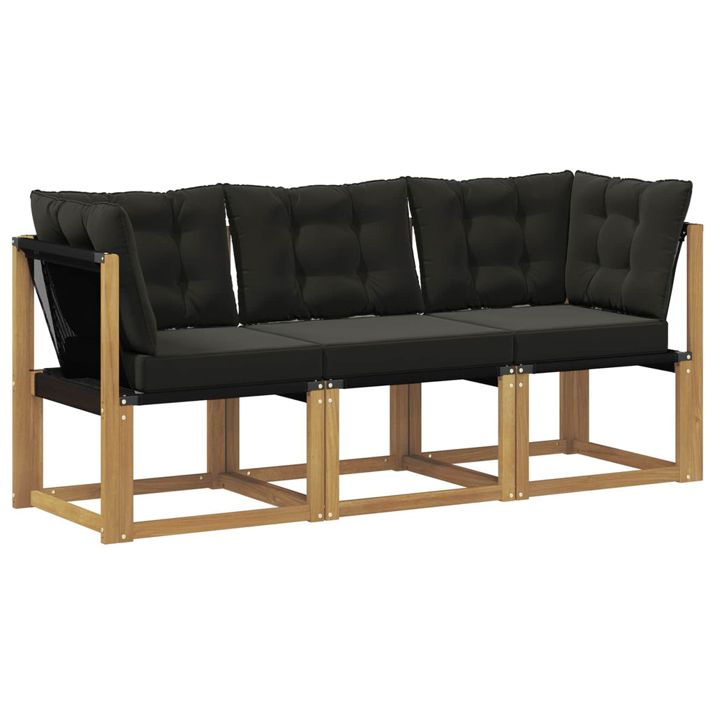 Outdoor Mittel- und Ecksofa mit Kissen 3 Stück Weiß