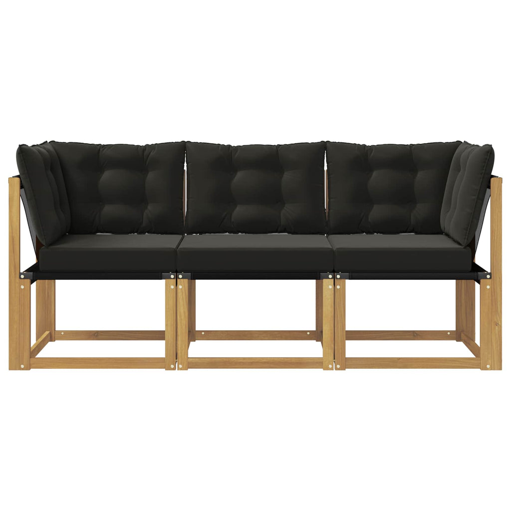 Outdoor Mittel- und Ecksofa mit Kissen 3 Stück Weiß