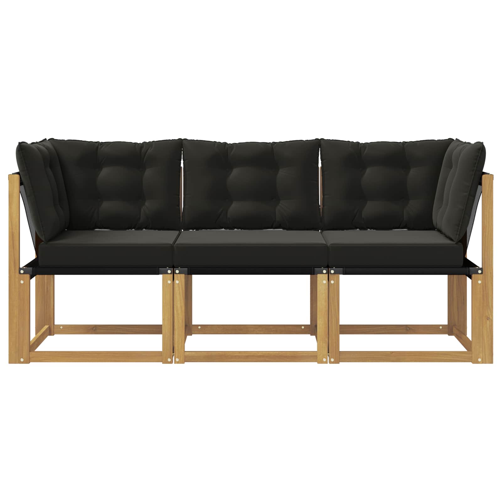 Outdoor Mittel- und Ecksofa mit Kissen 3 Stück Weiß