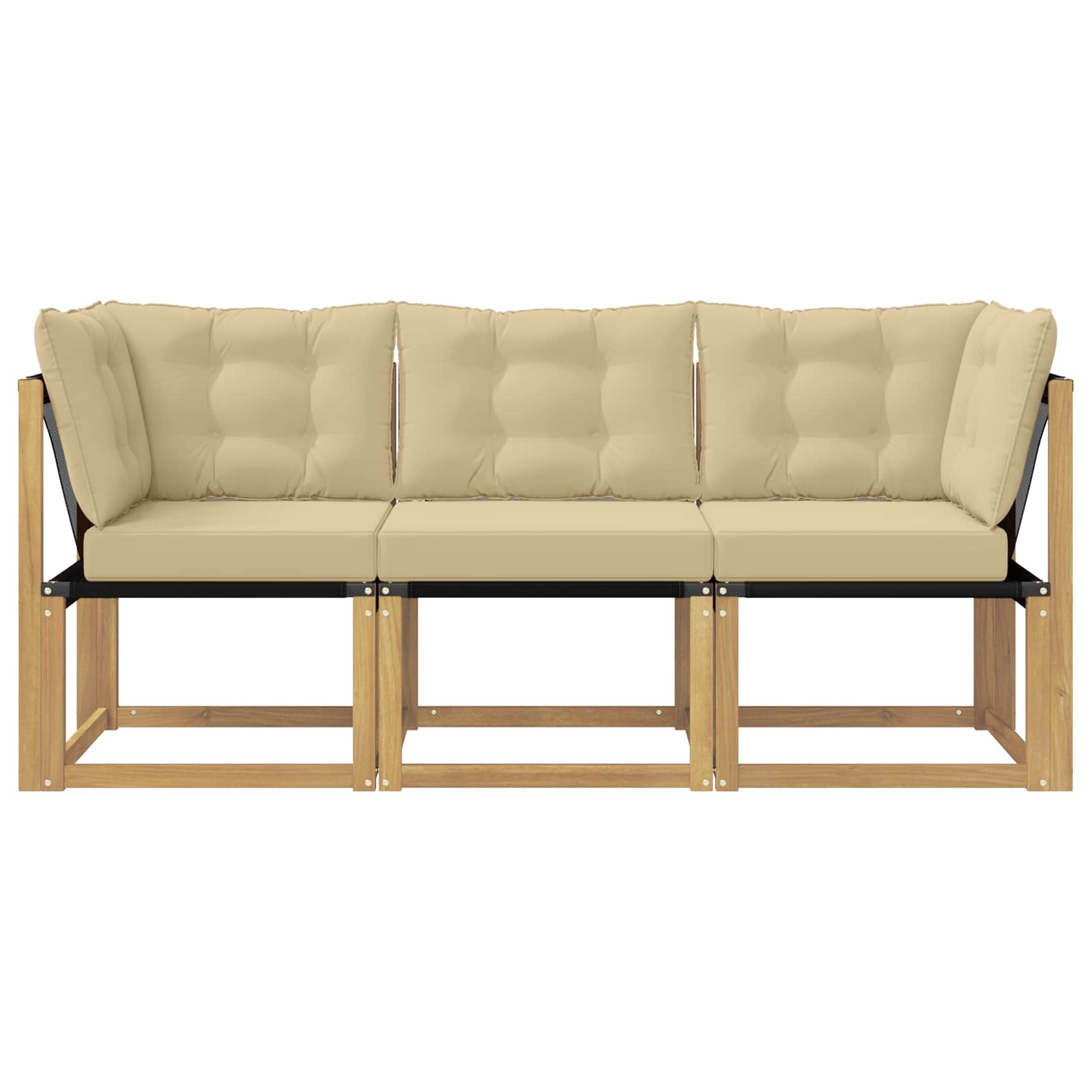 Outdoor Mittel- und Ecksofa mit Kissen 3 Stück Weiß