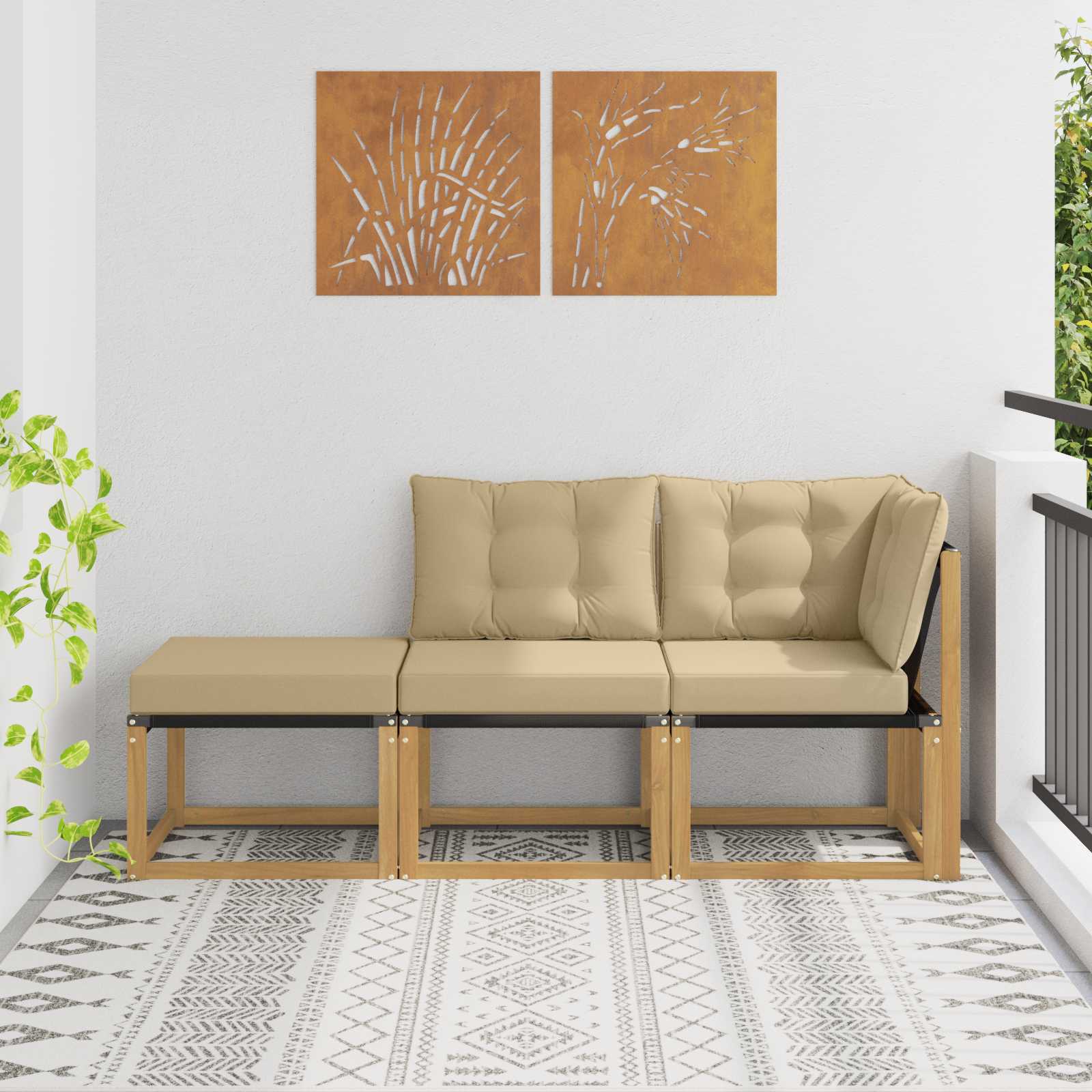 Sectional Sofa Einheiten mit Kissen 3 Stück Weiß