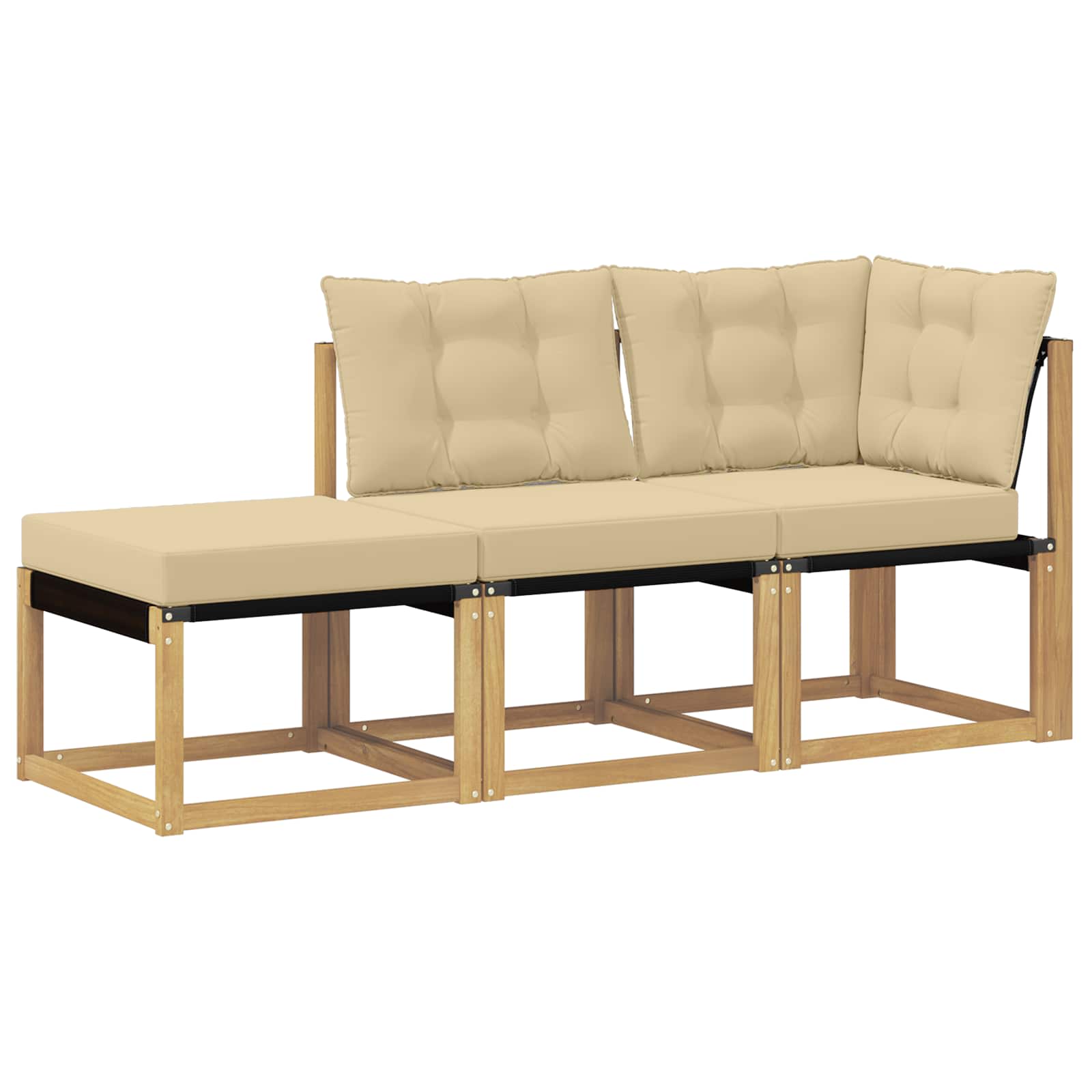 Sectional Sofa Einheiten mit Kissen 3 Stück Weiß