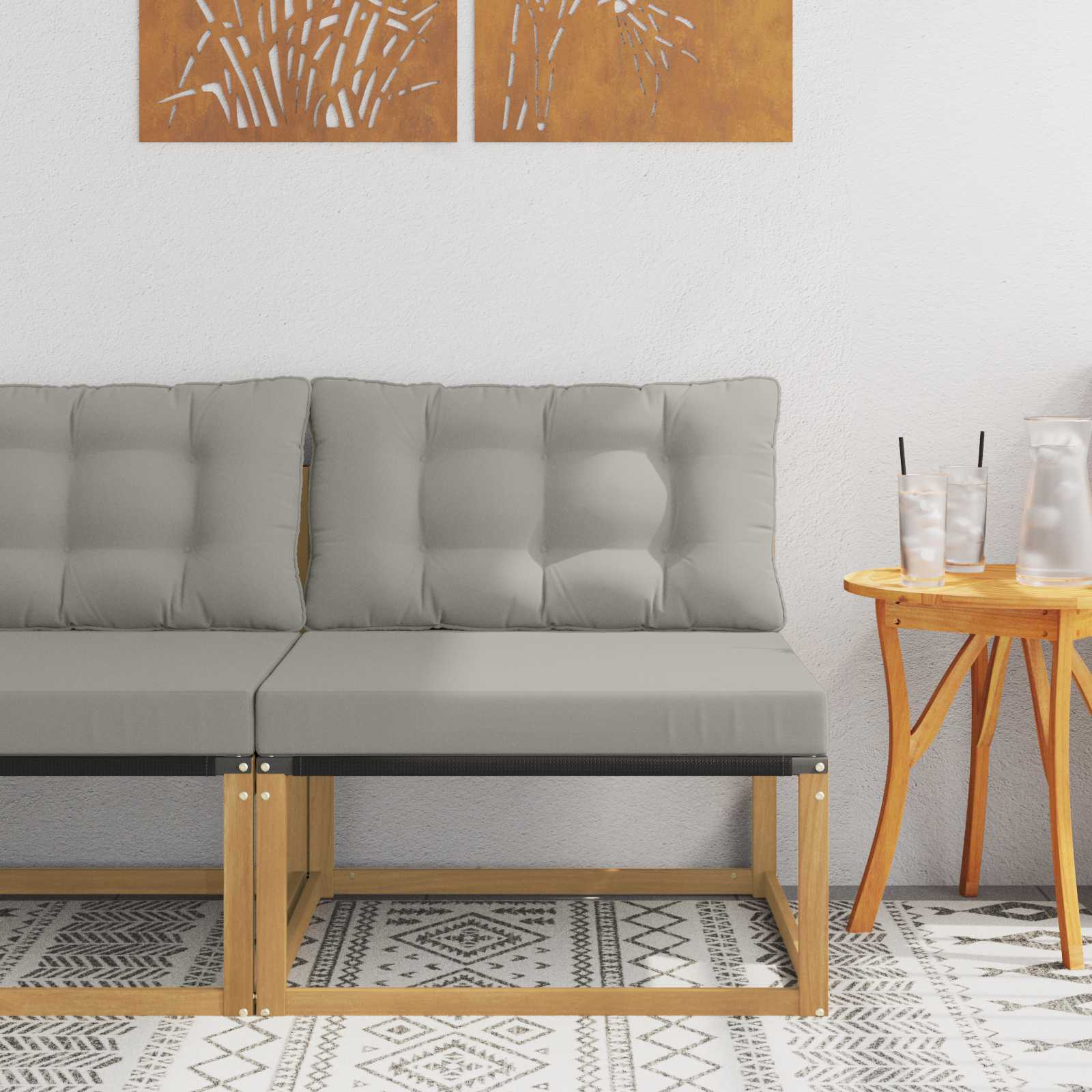 Outdoor Mittelsofa mit Kissen Weiß 79 x 83 x 73 cm Stahl