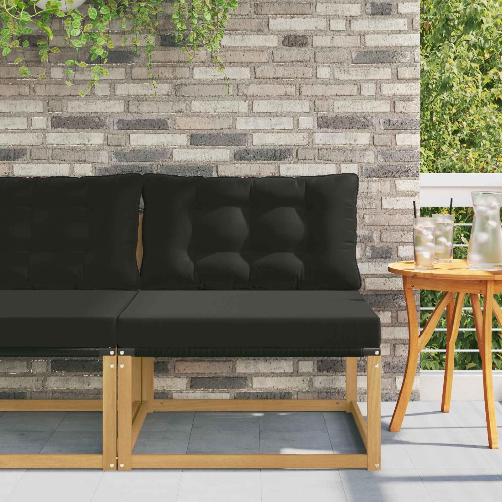 Outdoor Mittelsofa mit Kissen Weiß 79 x 83 x 73 cm Stahl