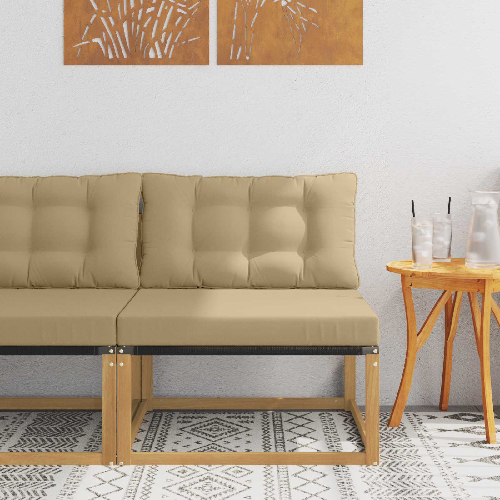 Outdoor Mittelsofa mit Kissen Weiß 79 x 83 x 73 cm Stahl