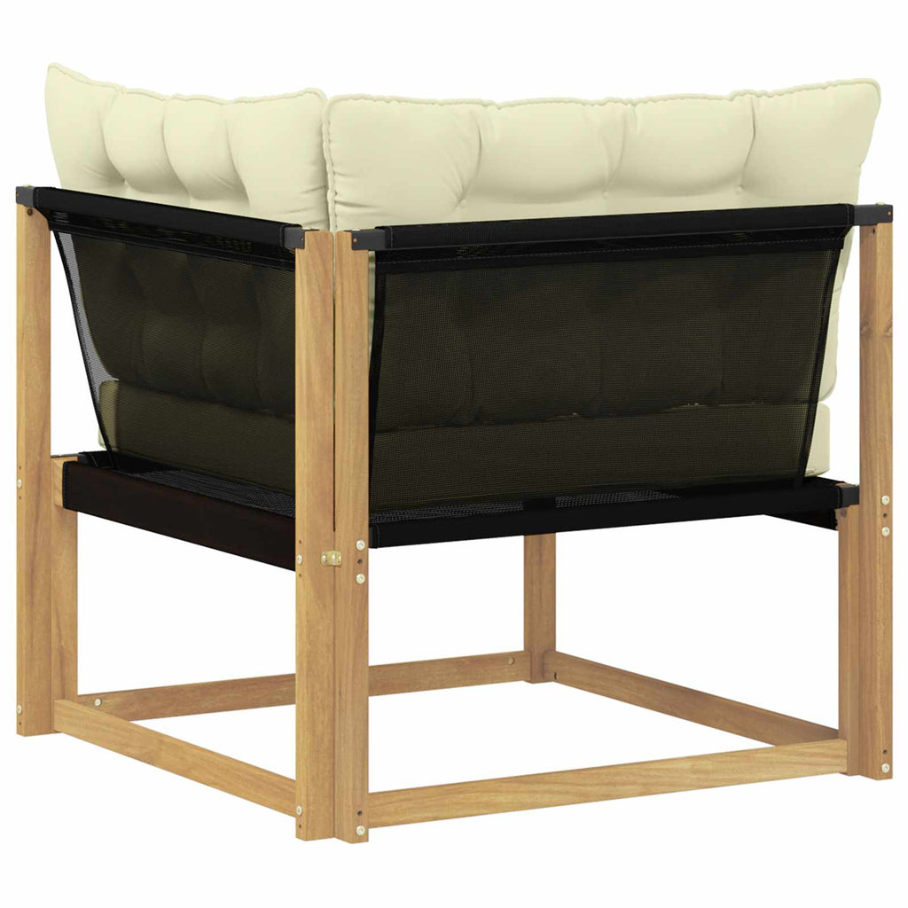 Outdoor Ecksofa Massives Akazienholz und Textilene Weiß