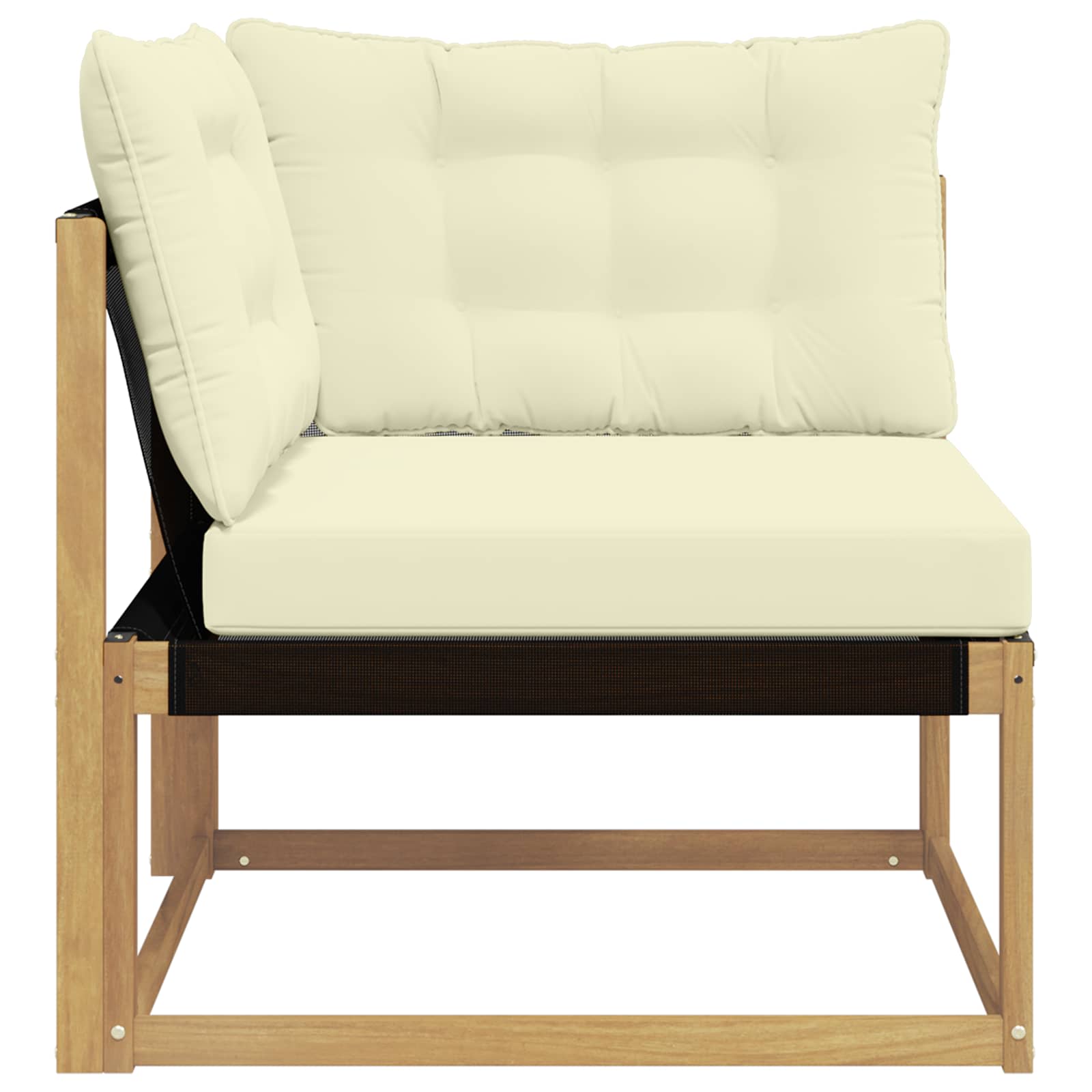 Outdoor Ecksofa Massives Akazienholz und Textilene Weiß