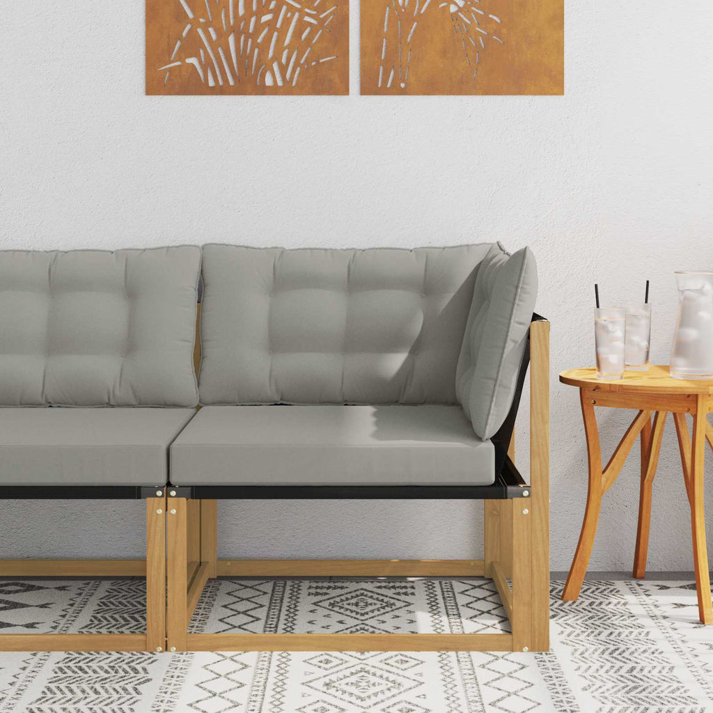 Outdoor Ecksofa Massives Akazienholz und Textilene Weiß