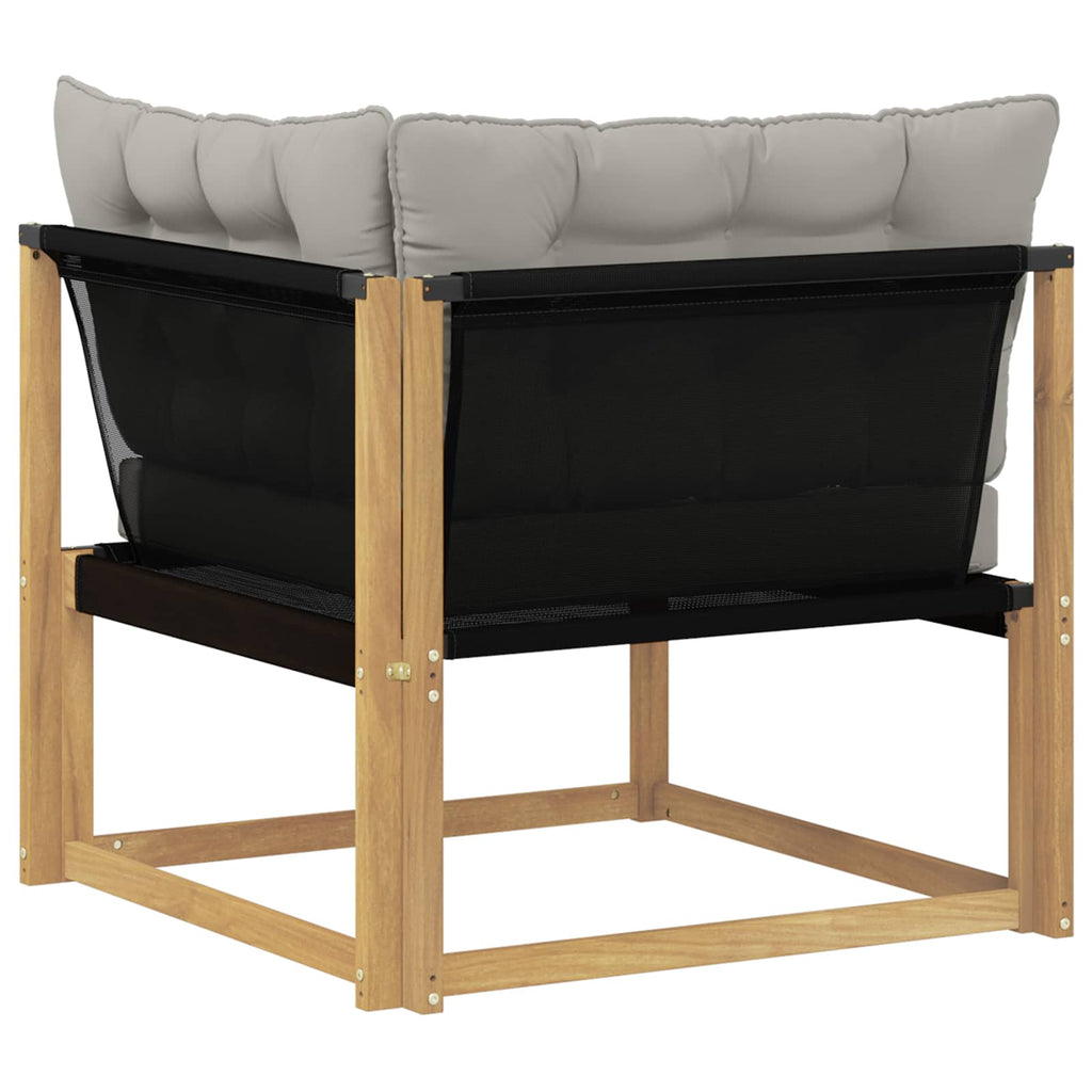 Outdoor Ecksofa Massives Akazienholz und Textilene Weiß