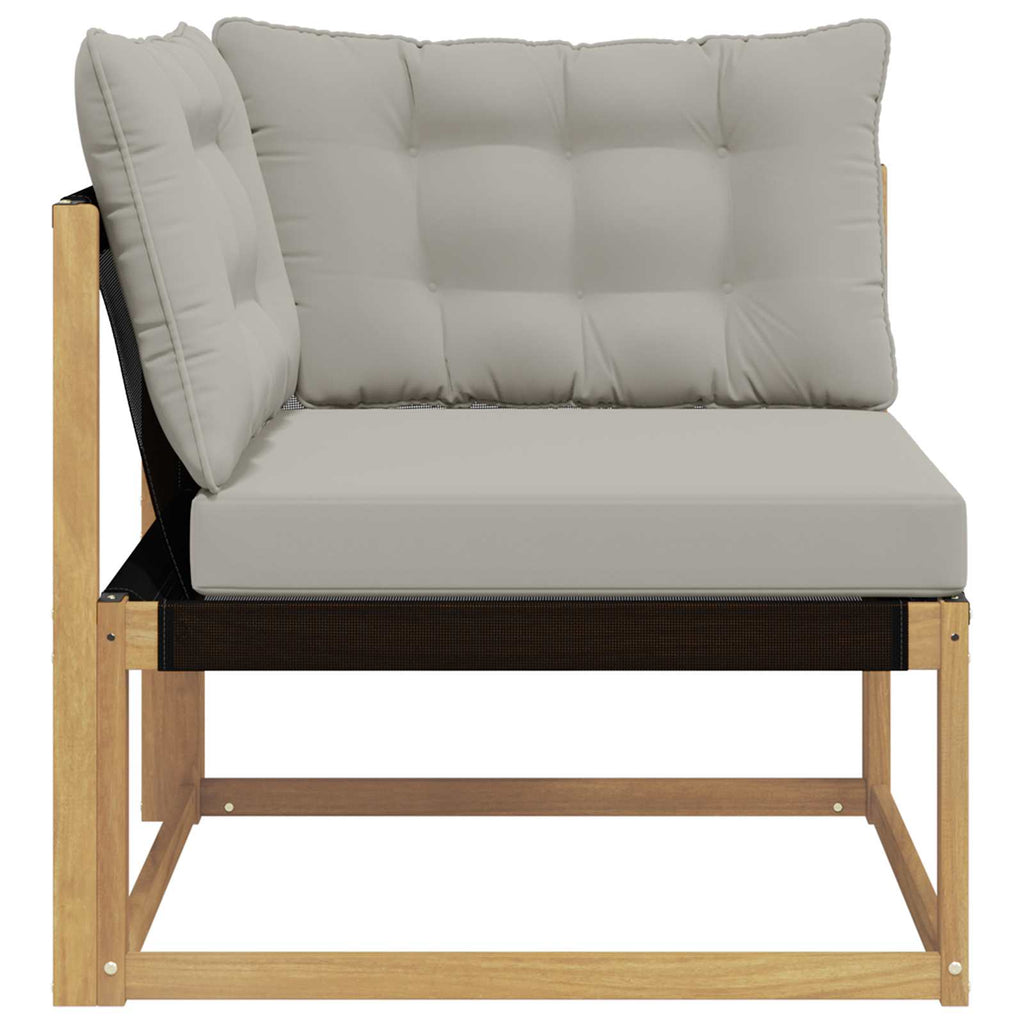 Outdoor Ecksofa Massives Akazienholz und Textilene Weiß