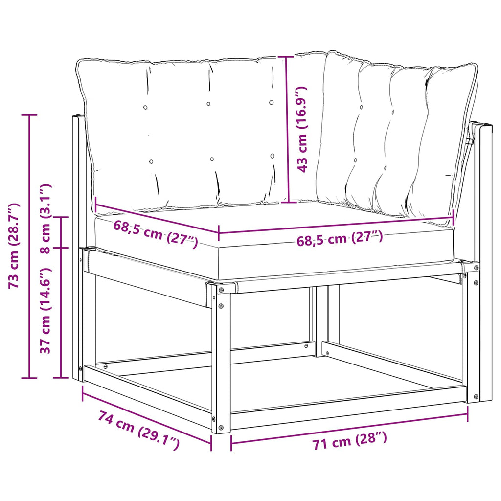 Outdoor Ecksofa Massives Akazienholz und Textilene Weiß