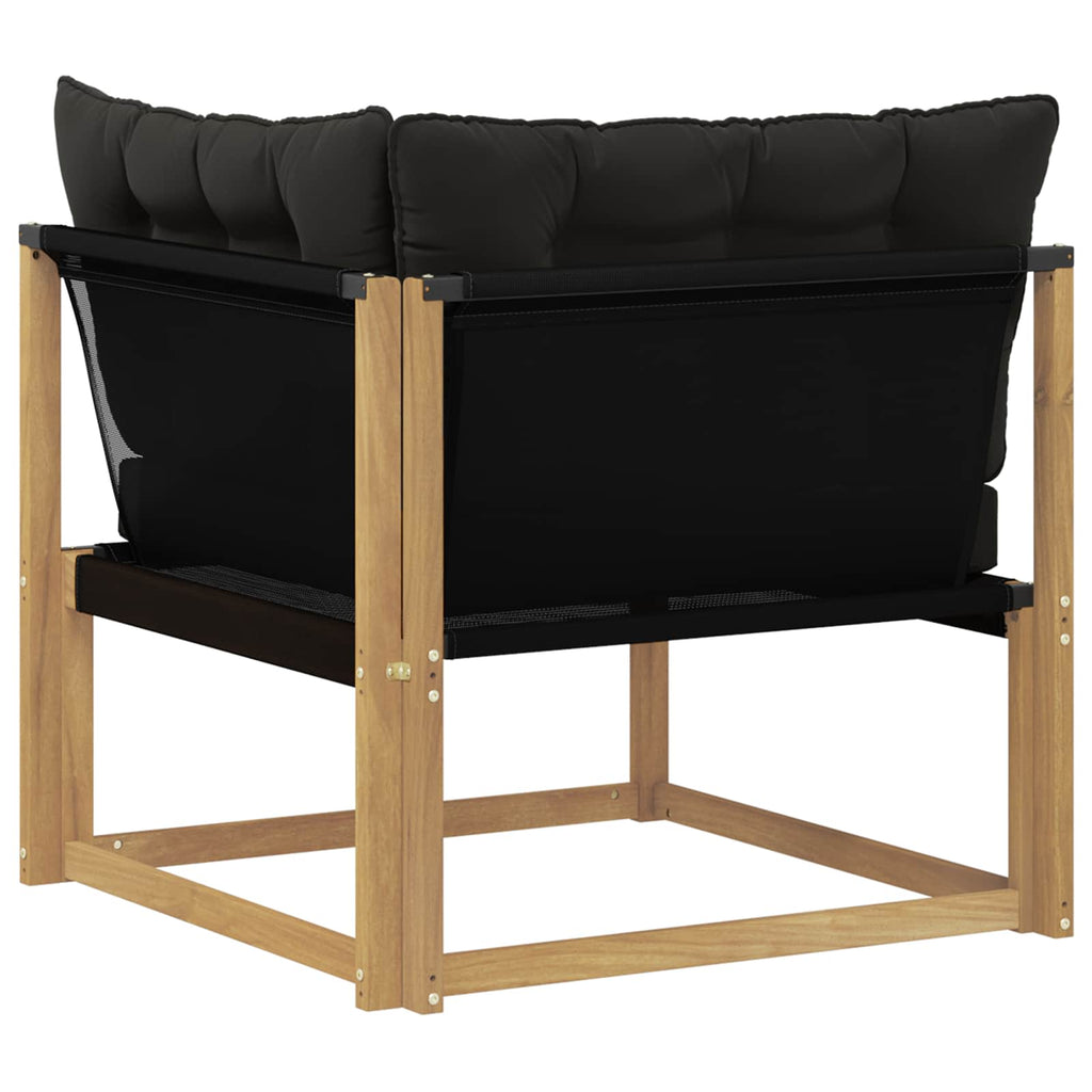Outdoor Ecksofa Massives Akazienholz und Textilene Weiß