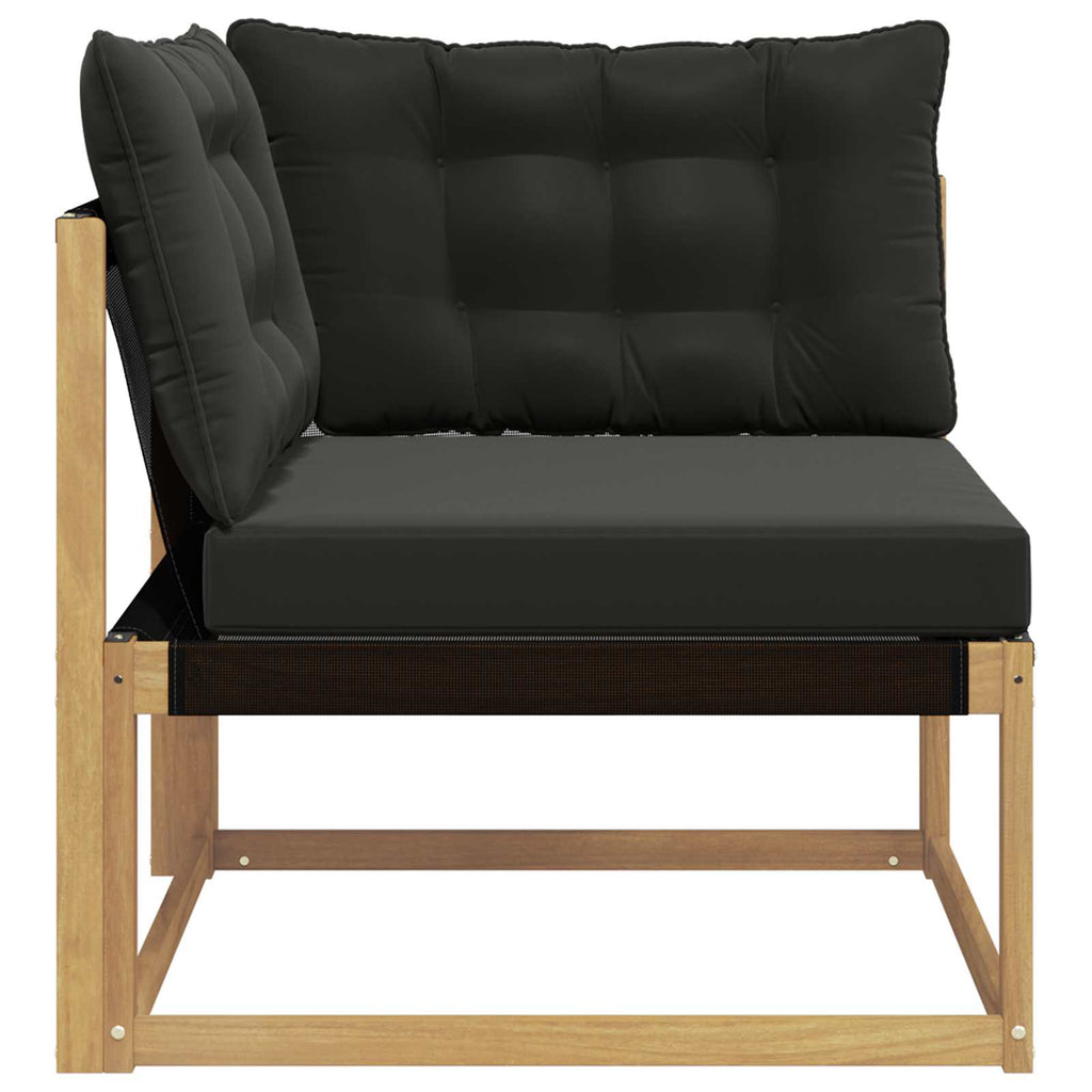 Outdoor Ecksofa Massives Akazienholz und Textilene Weiß