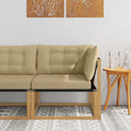 Outdoor Ecksofa Massives Akazienholz und Textilene Weiß