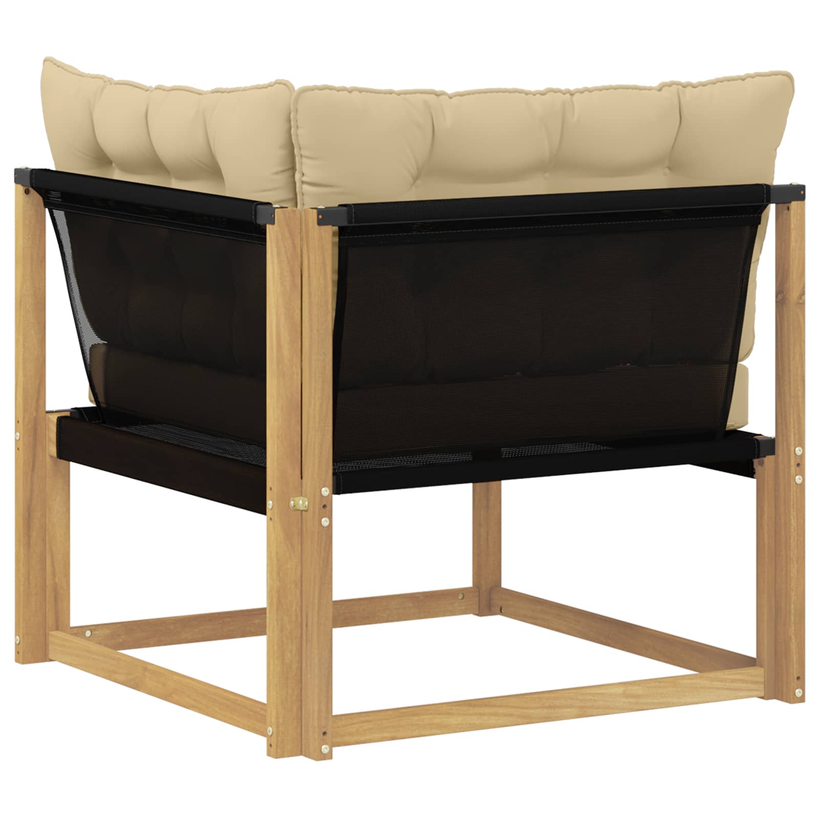 Outdoor Ecksofa Massives Akazienholz und Textilene Weiß