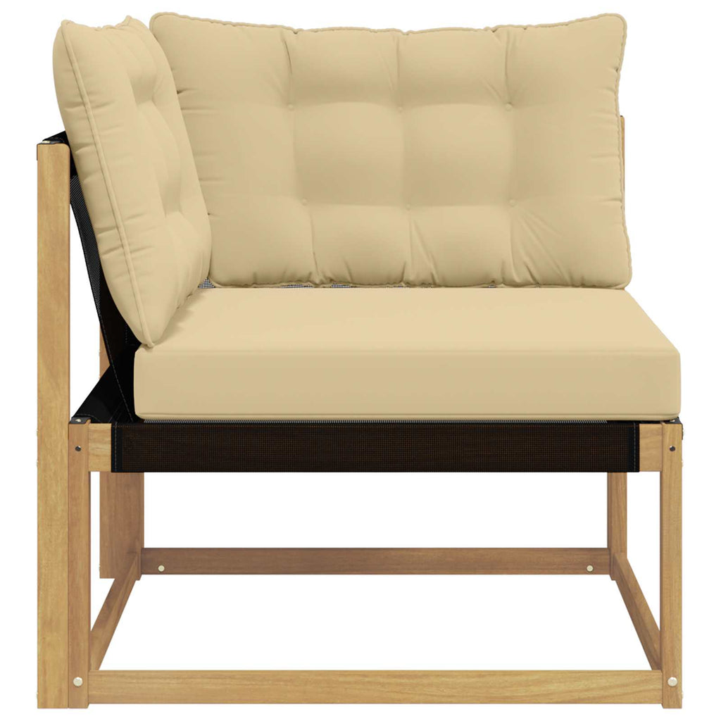 Outdoor Ecksofa Massives Akazienholz und Textilene Weiß