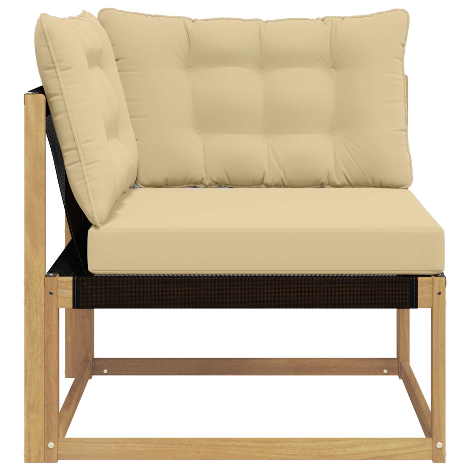 Outdoor Ecksofa Massives Akazienholz und Textilene Weiß