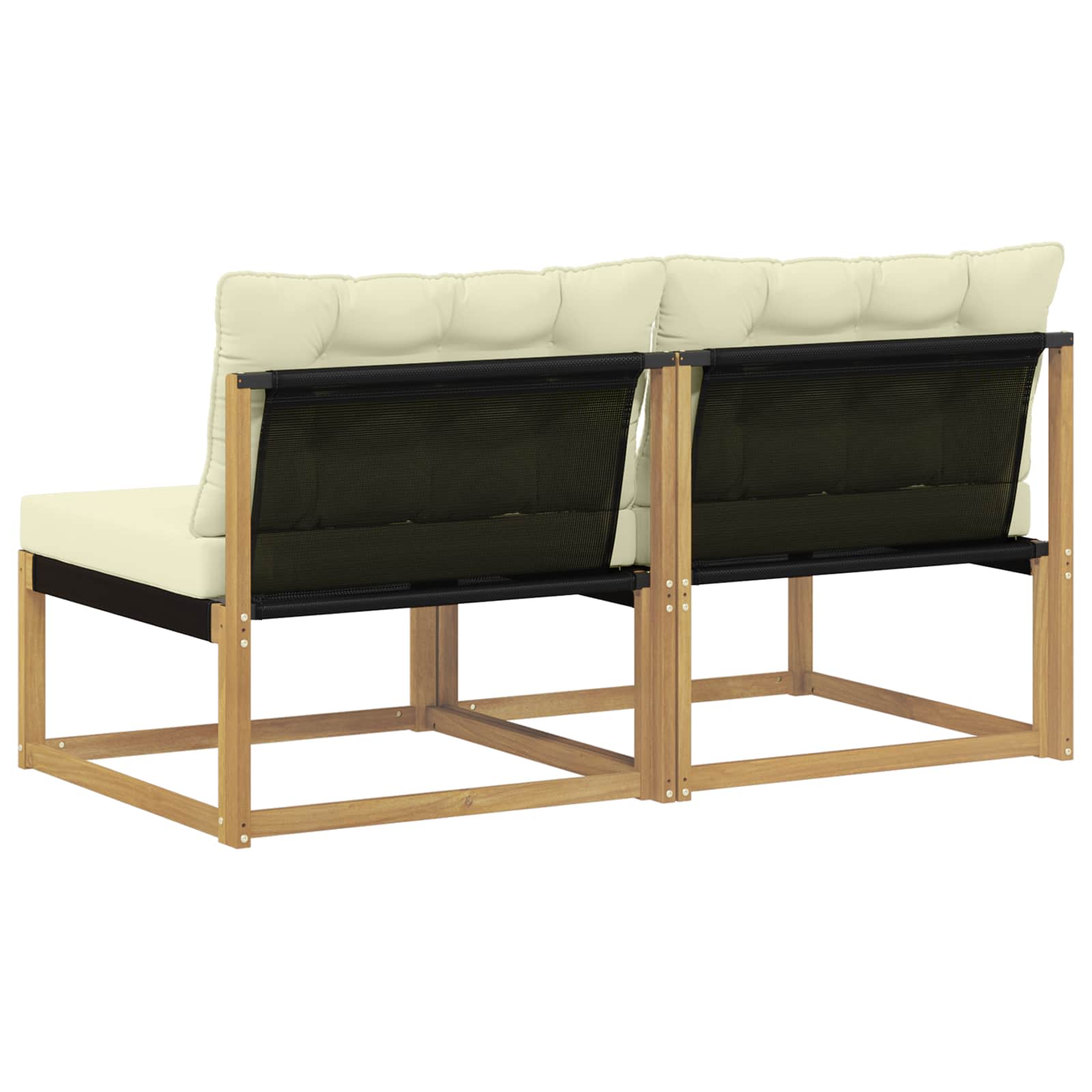Outdoor Mittelsofa Massives Akazienholz und Textilene Weiß
