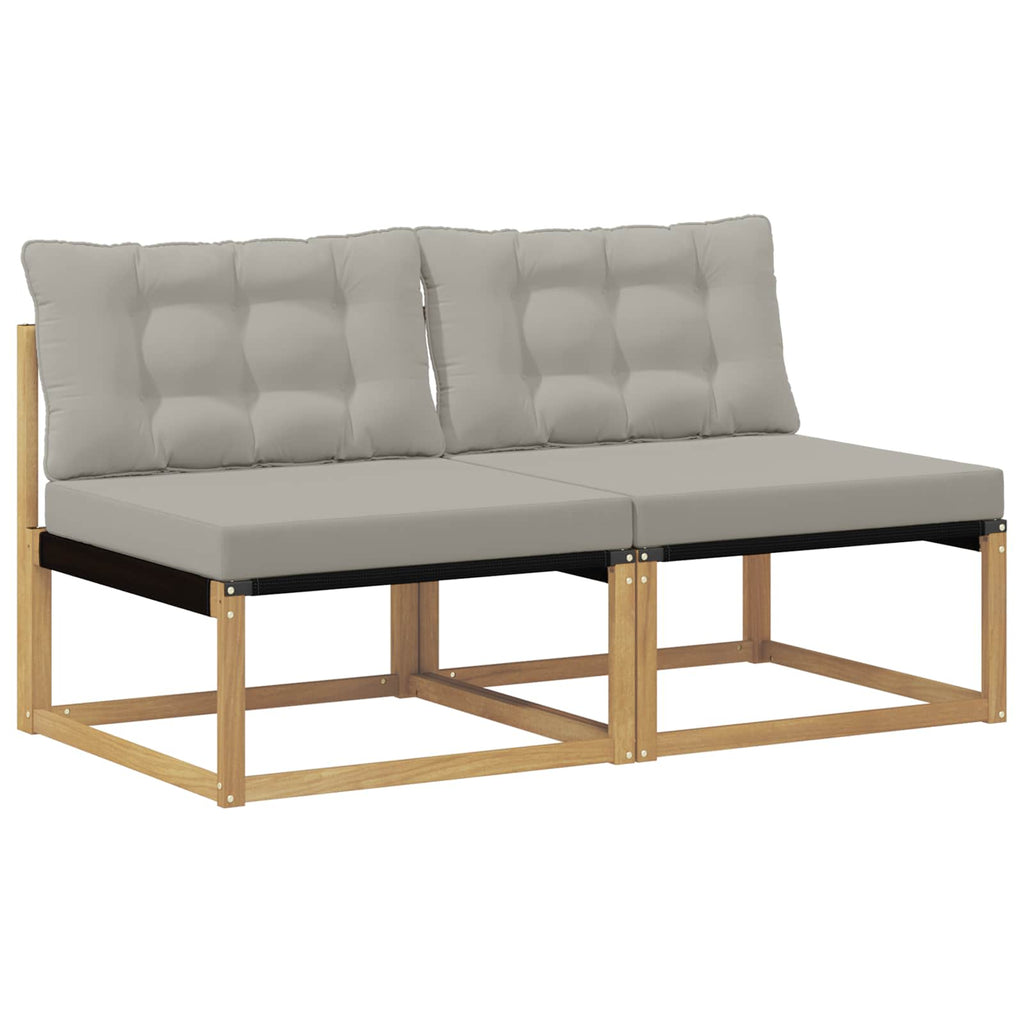 Outdoor Mittelsofa Massives Akazienholz und Textilene Weiß