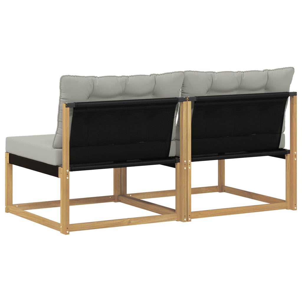 Outdoor Mittelsofa Massives Akazienholz und Textilene Weiß
