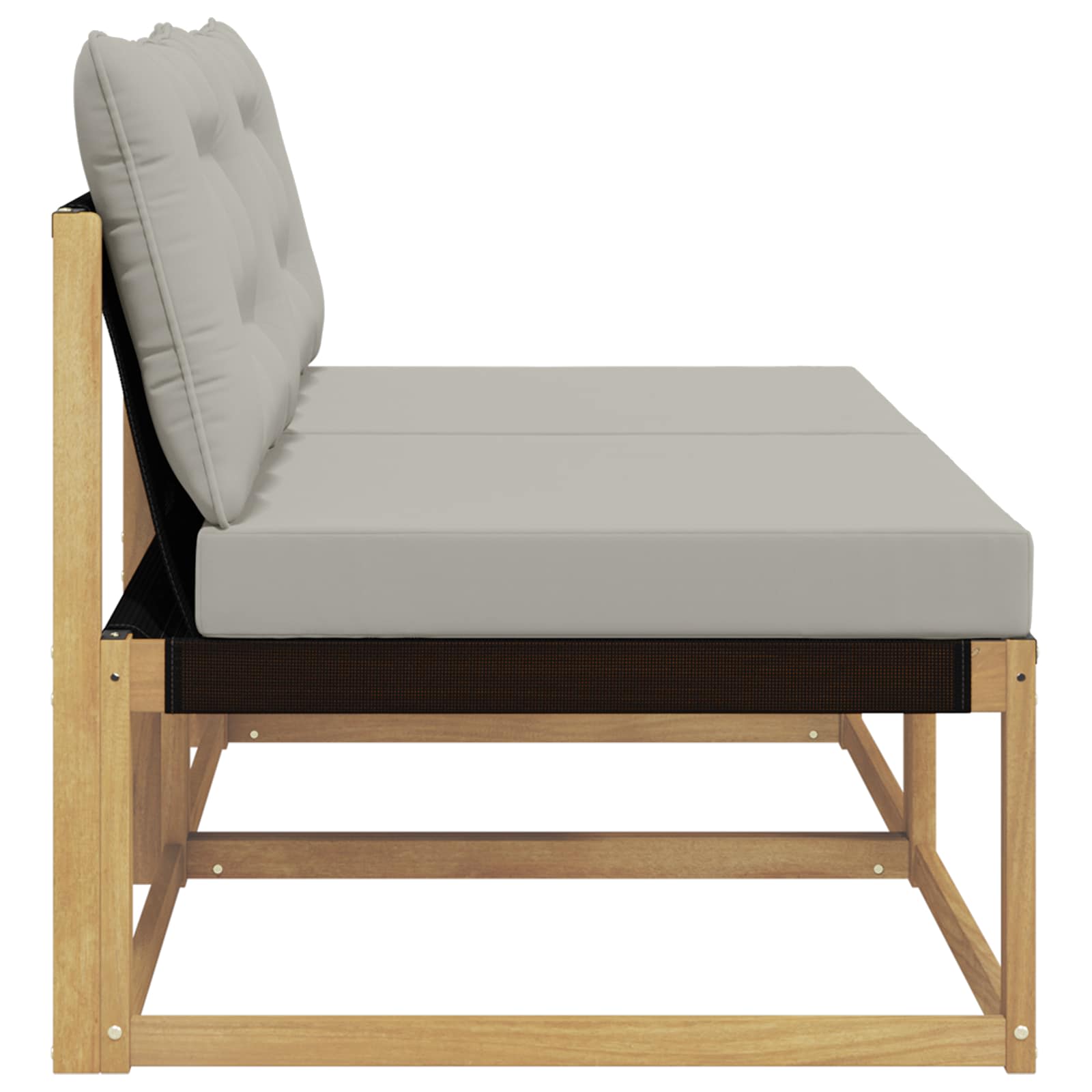 Outdoor Mittelsofa Massives Akazienholz und Textilene Weiß