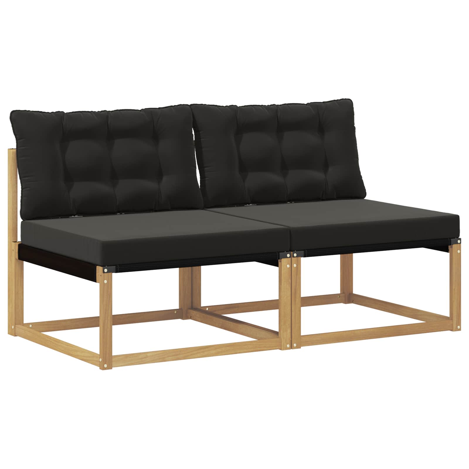 Outdoor Mittelsofa Massives Akazienholz und Textilene Weiß