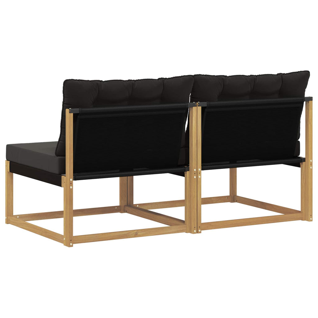 Outdoor Mittelsofa Massives Akazienholz und Textilene Weiß