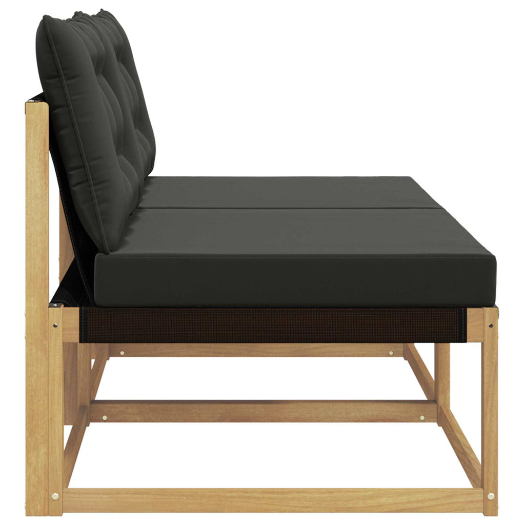 Outdoor Mittelsofa Massives Akazienholz und Textilene Weiß