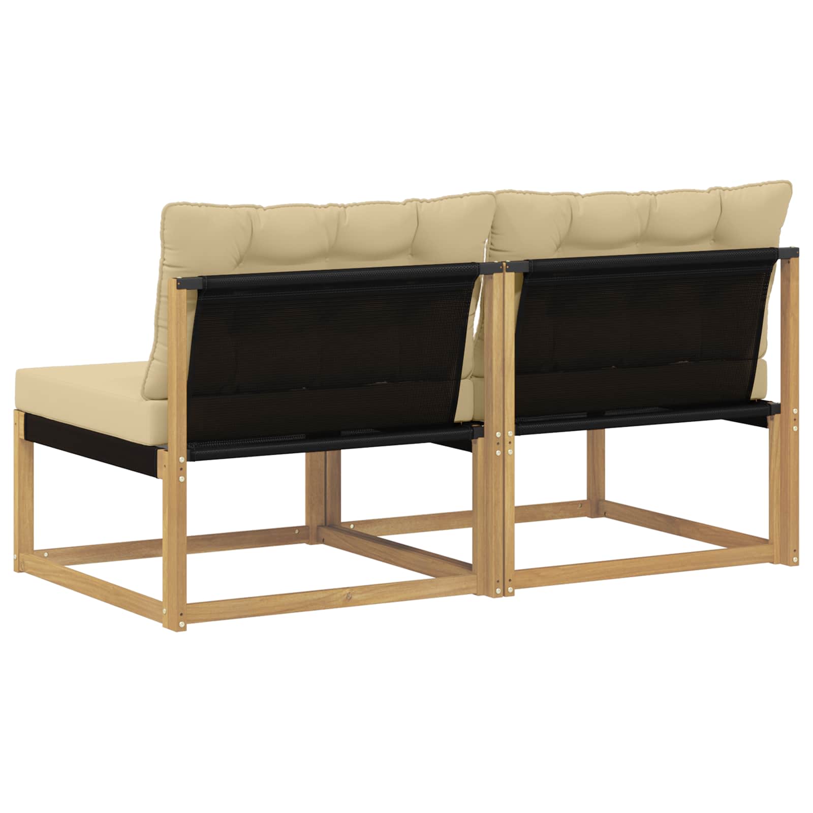 Outdoor Mittelsofa Massives Akazienholz und Textilene Weiß