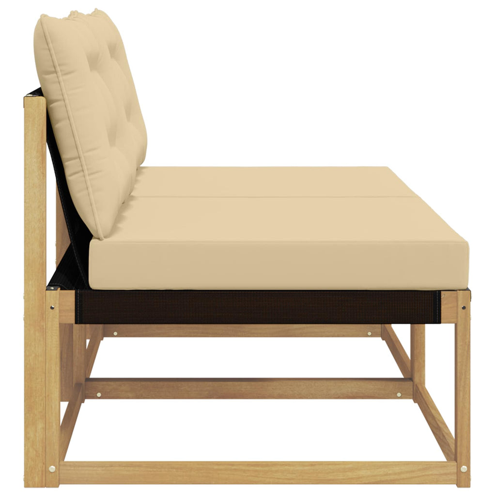 Outdoor Mittelsofa Massives Akazienholz und Textilene Weiß