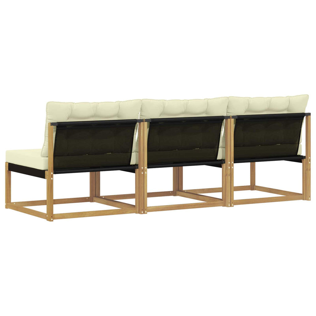 Outdoor Mittelsofa Massives Akazienholz und Textilene Weiß