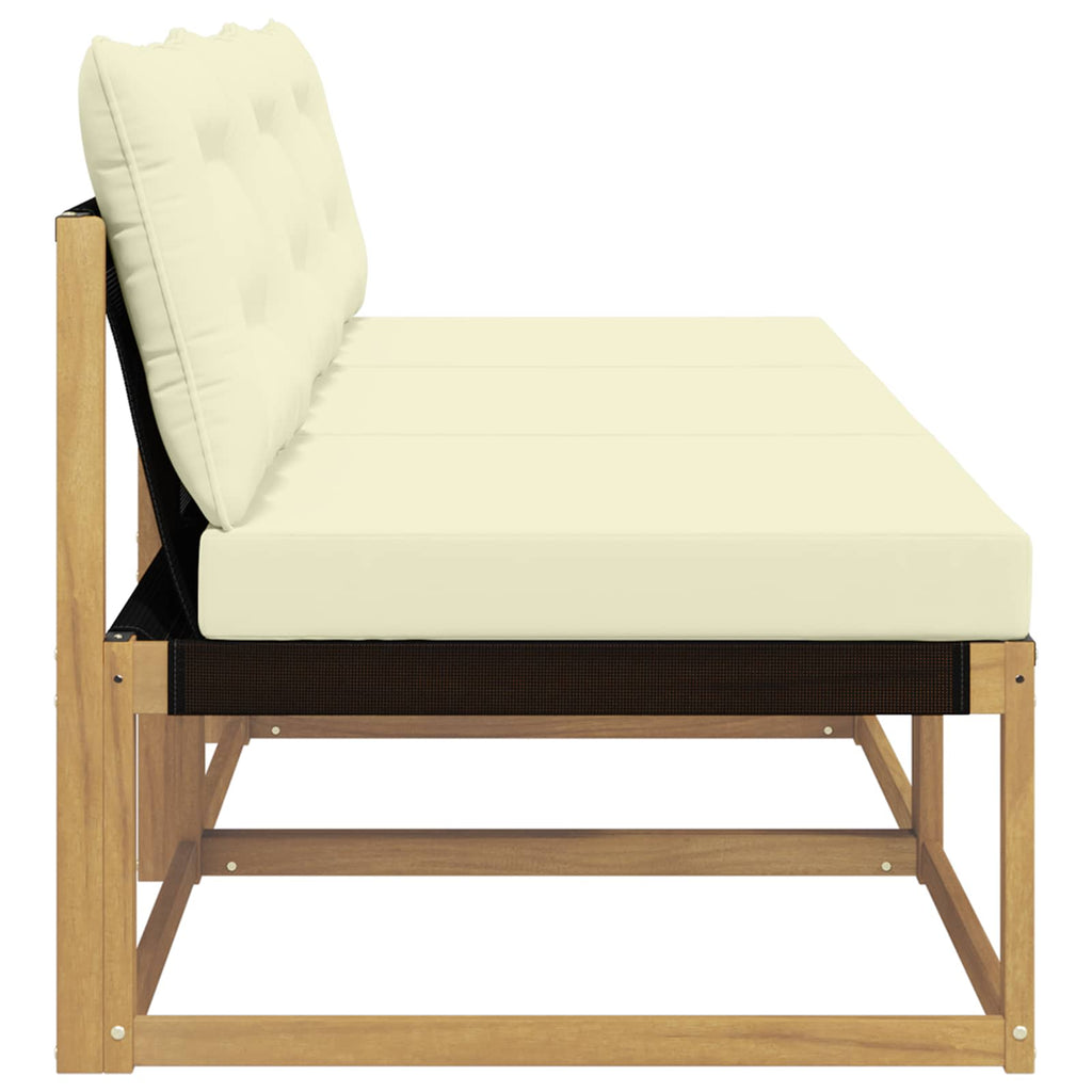 Outdoor Mittelsofa Massives Akazienholz und Textilene Weiß