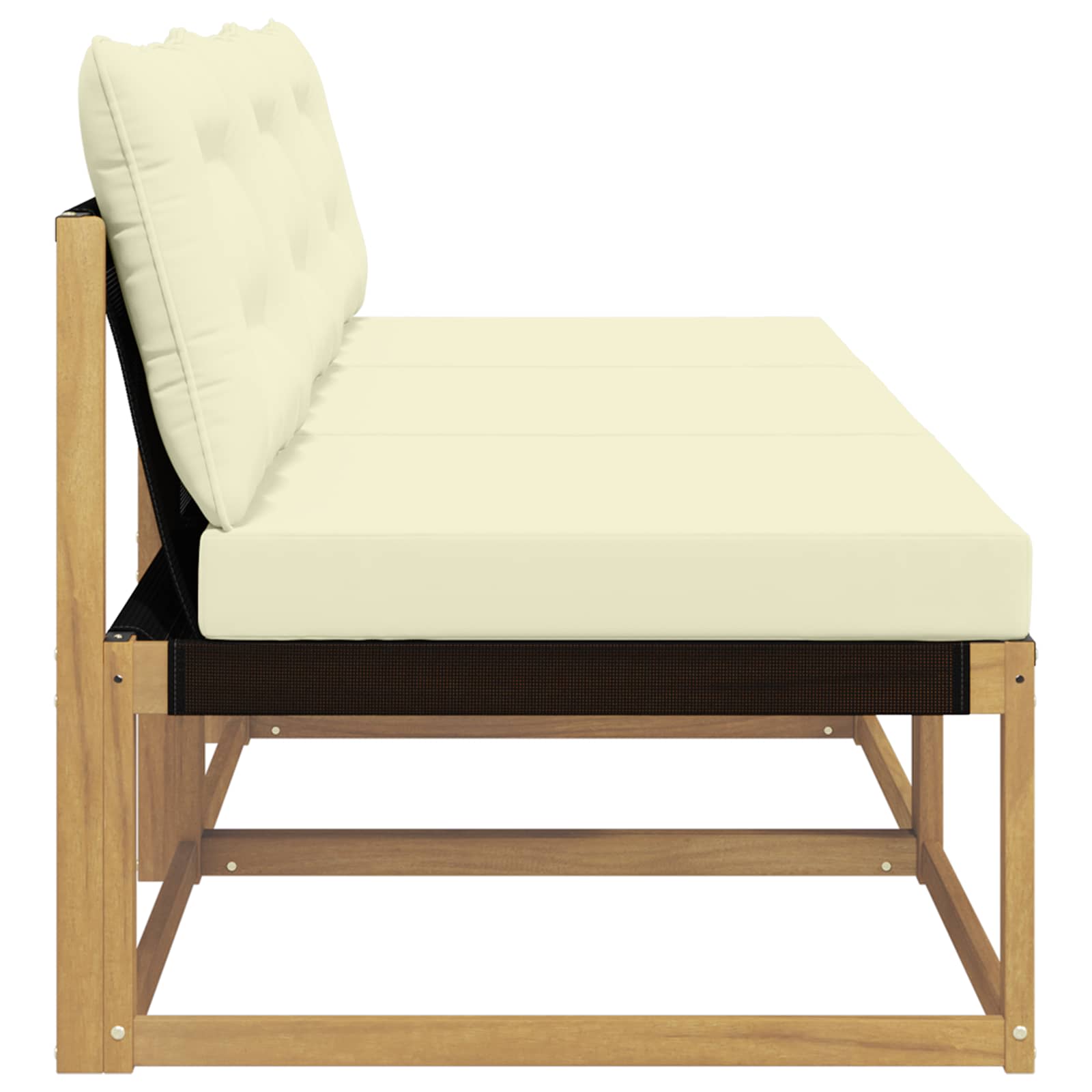 Outdoor Mittelsofa Massives Akazienholz und Textilene Weiß
