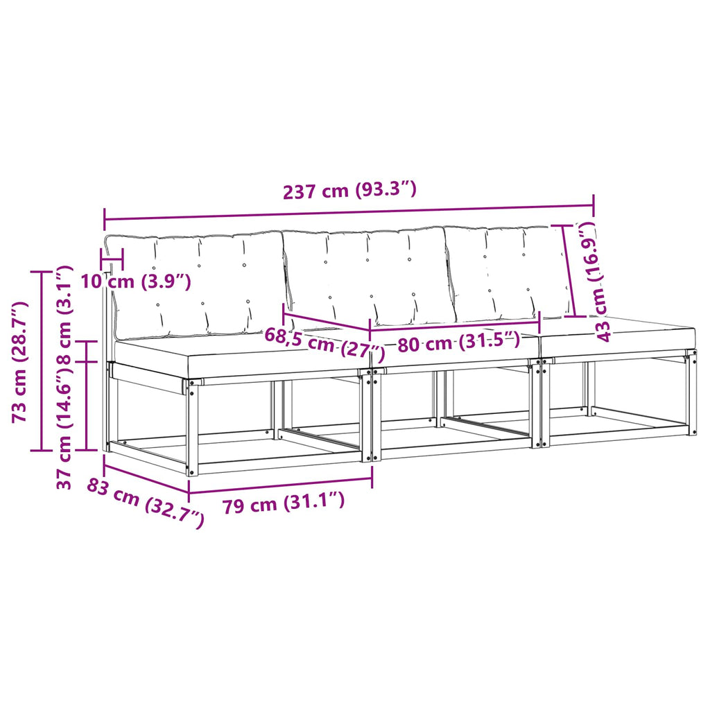 Outdoor Mittelsofa Massives Akazienholz und Textilene Weiß