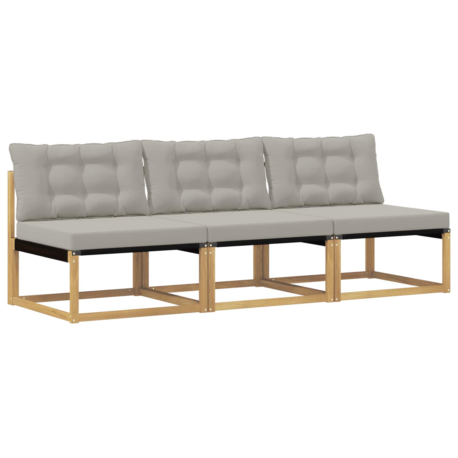 Outdoor Mittelsofa Massives Akazienholz und Textilene Weiß