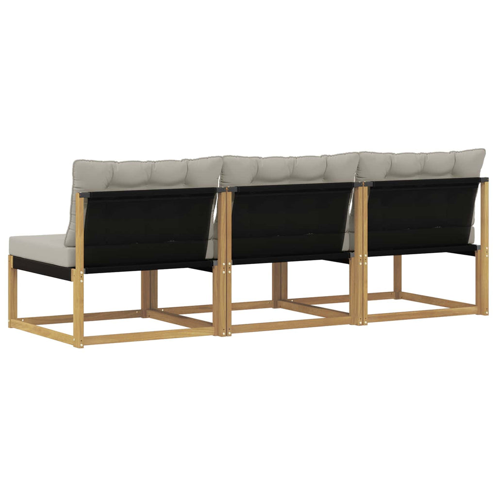 Outdoor Mittelsofa Massives Akazienholz und Textilene Weiß