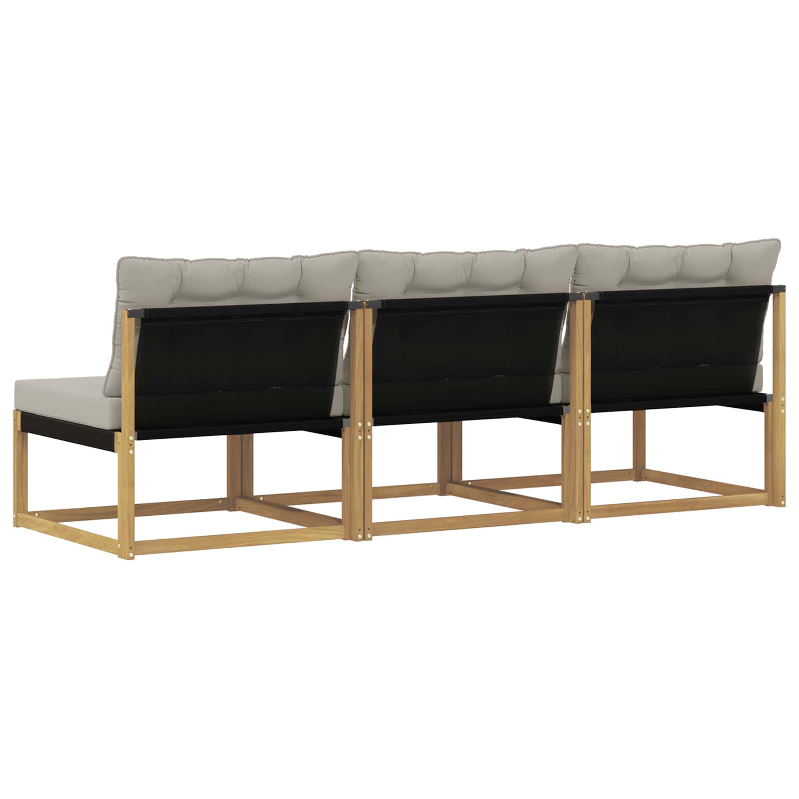 Outdoor Mittelsofa Massives Akazienholz und Textilene Weiß