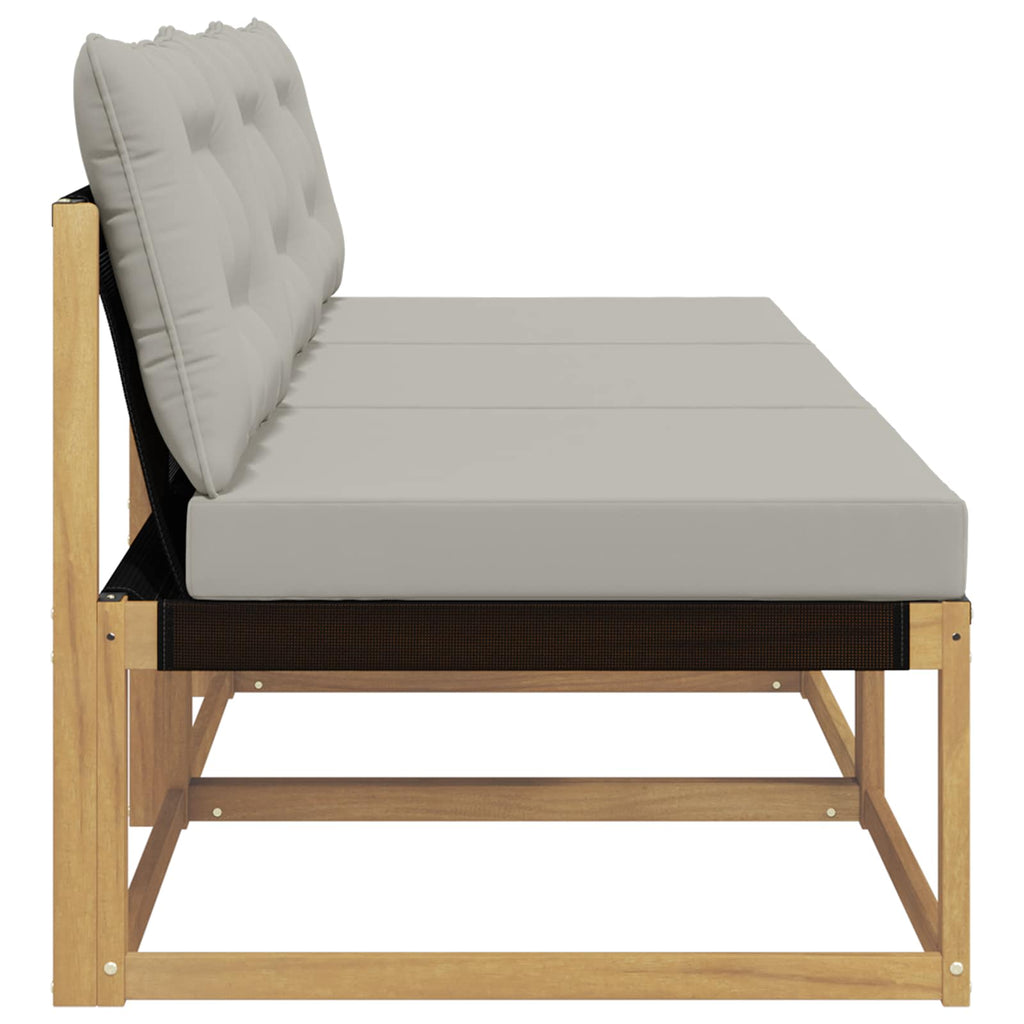 Outdoor Mittelsofa Massives Akazienholz und Textilene Weiß