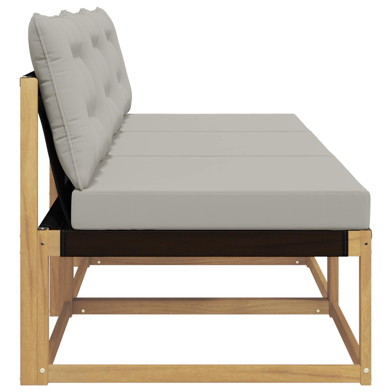 Outdoor Mittelsofa Massives Akazienholz und Textilene Weiß