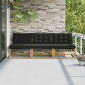 Outdoor Mittelsofa Massives Akazienholz und Textilene Weiß