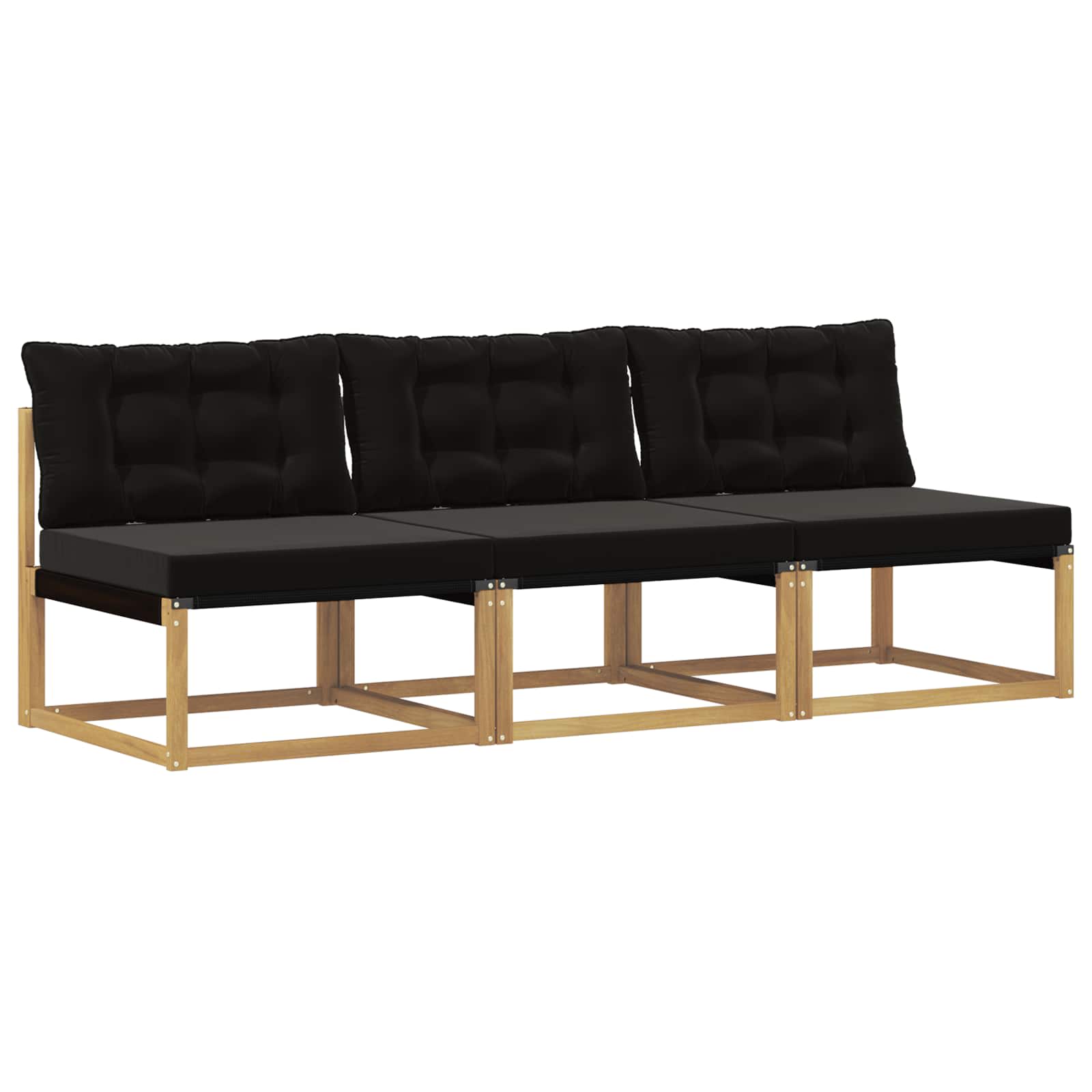Outdoor Mittelsofa Massives Akazienholz und Textilene Weiß