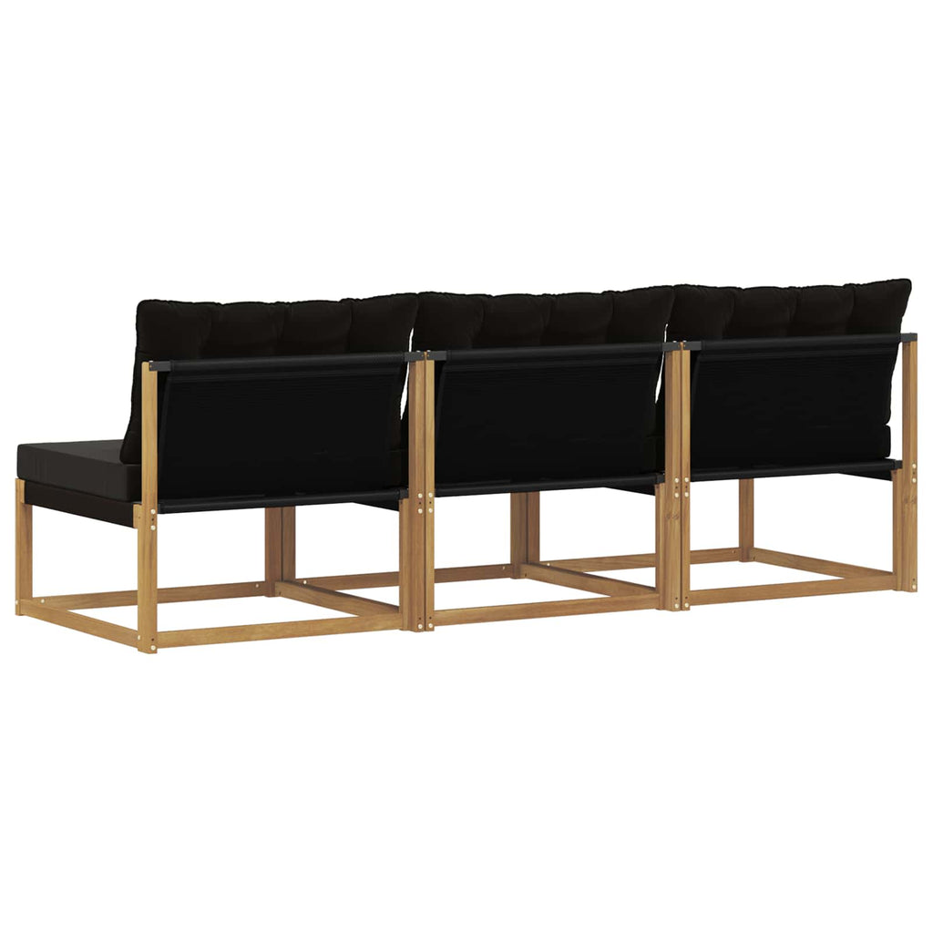 Outdoor Mittelsofa Massives Akazienholz und Textilene Weiß