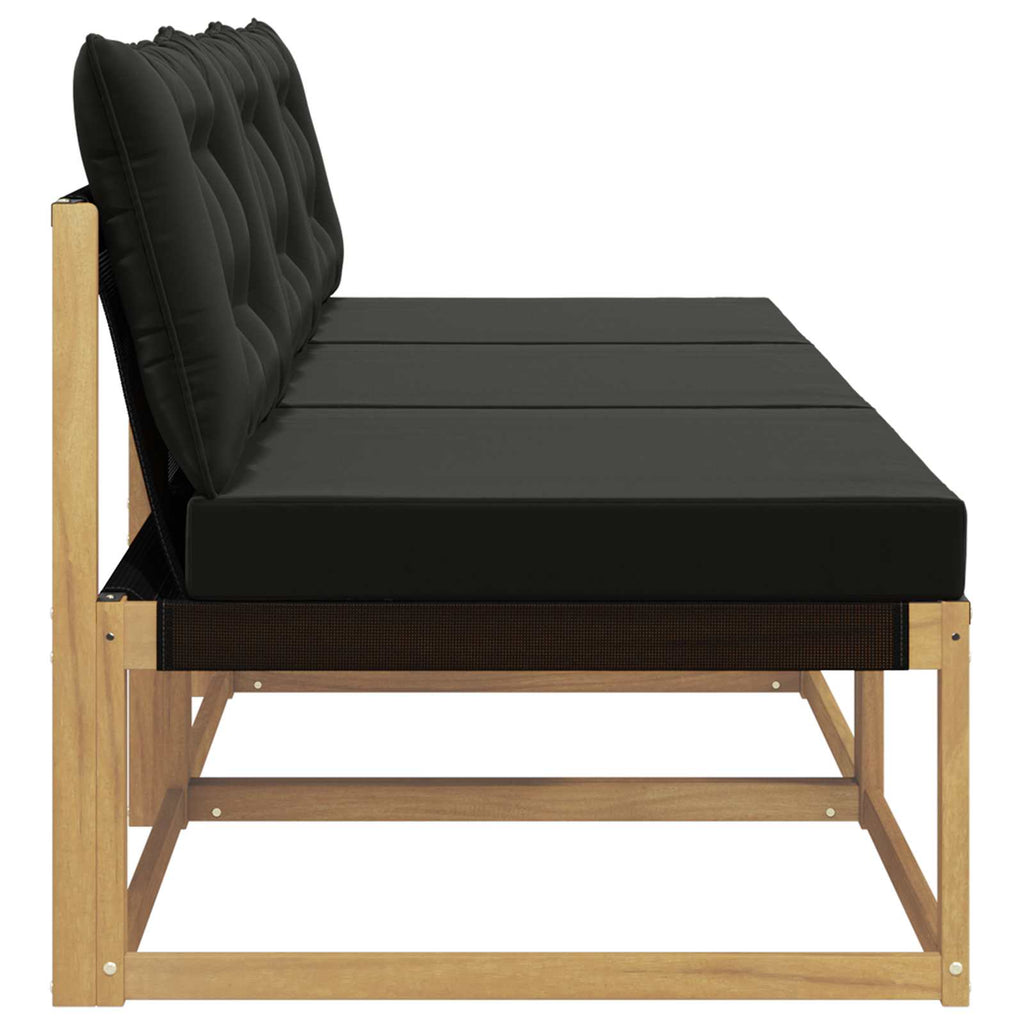 Outdoor Mittelsofa Massives Akazienholz und Textilene Weiß