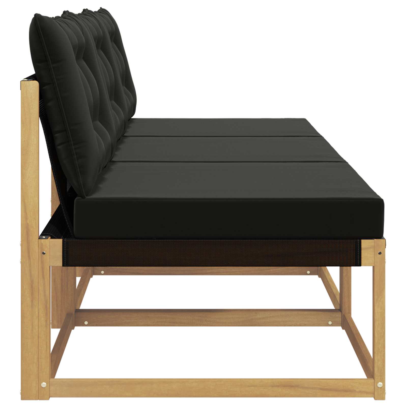 Outdoor Mittelsofa Massives Akazienholz und Textilene Weiß