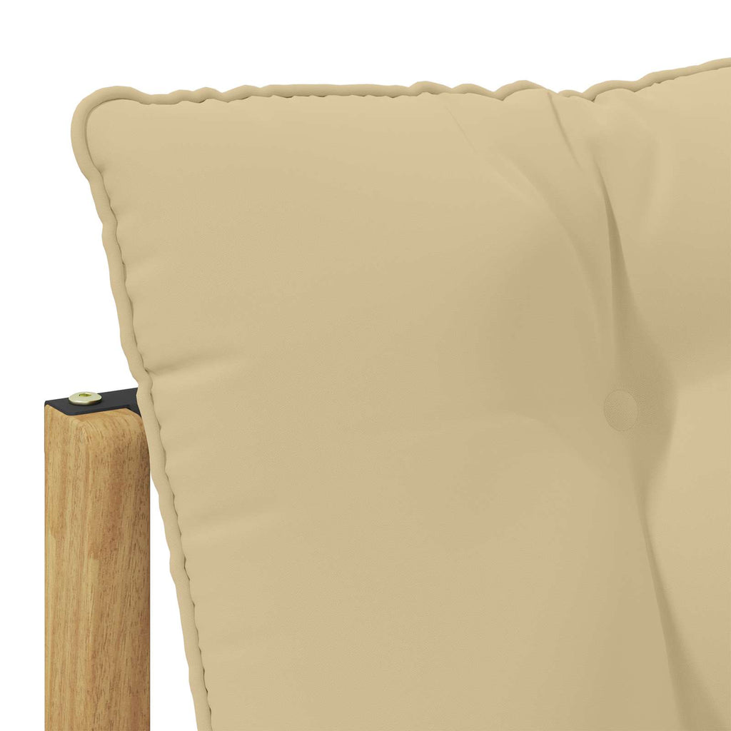 Outdoor Mittelsofa Massives Akazienholz und Textilene Weiß