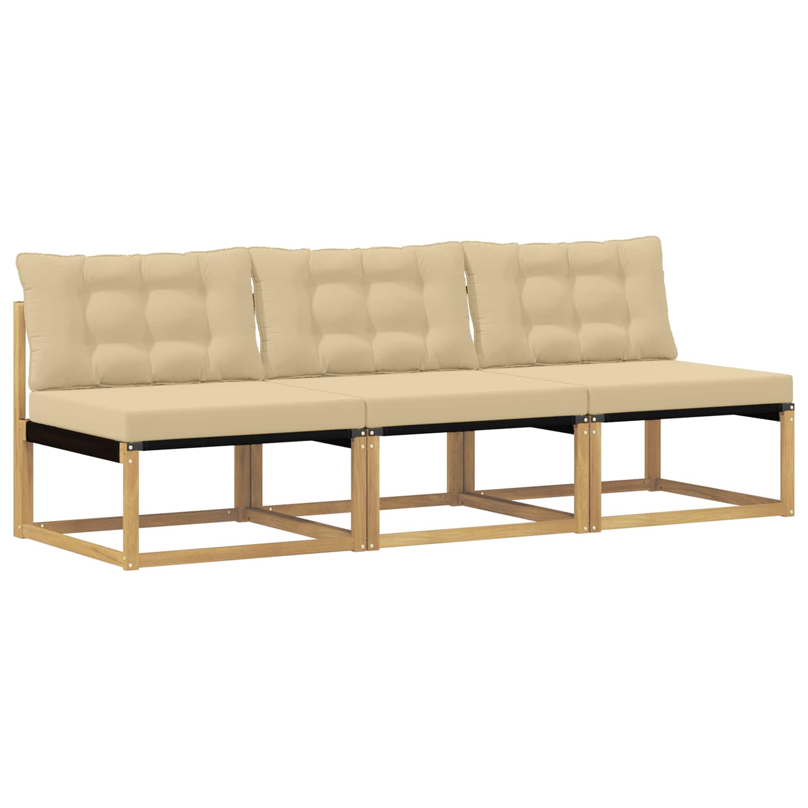 Outdoor Mittelsofa Massives Akazienholz und Textilene Weiß