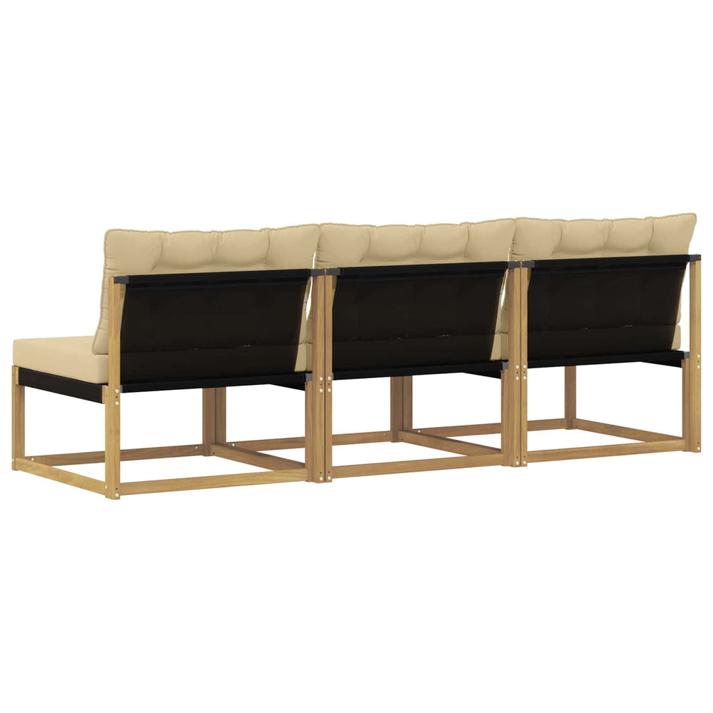 Outdoor Mittelsofa Massives Akazienholz und Textilene Weiß