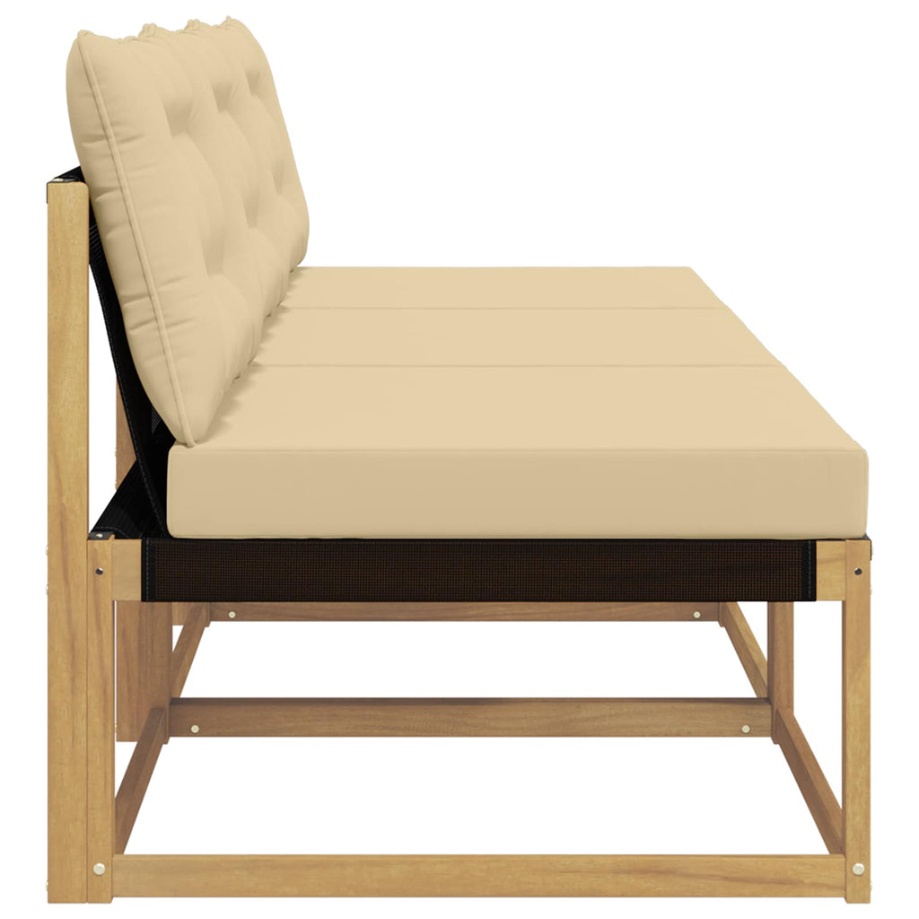 Outdoor Mittelsofa Massives Akazienholz und Textilene Weiß