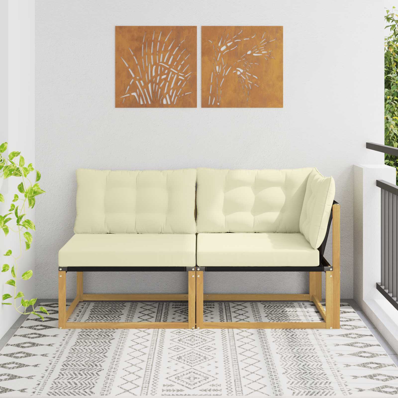 Sectional Sofa Einheiten mit Kissen Weiß 162,5 x 83 x 73 cm